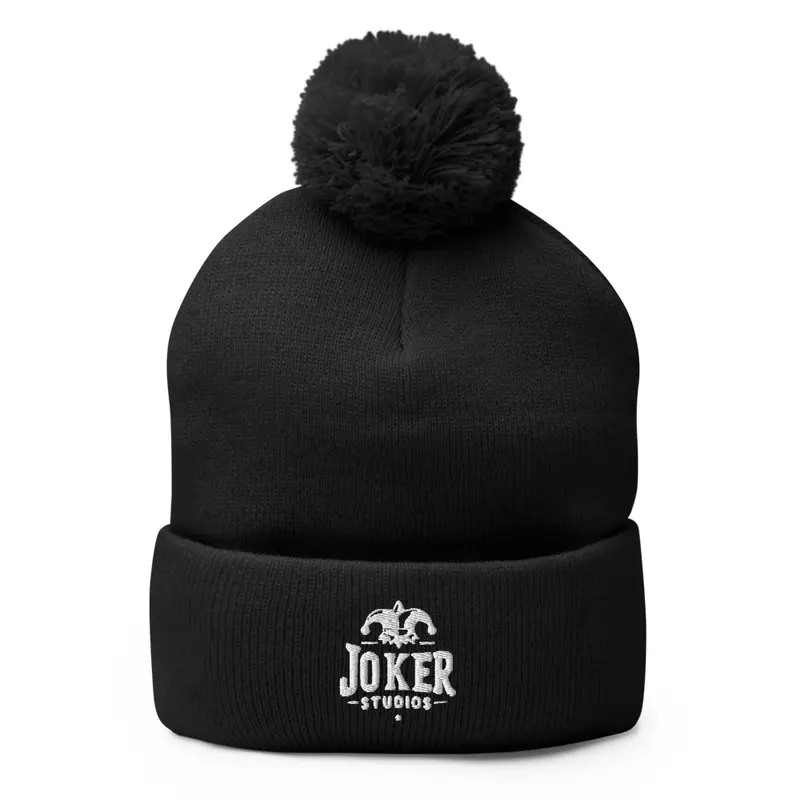 White Logo Pom Pom Beanie